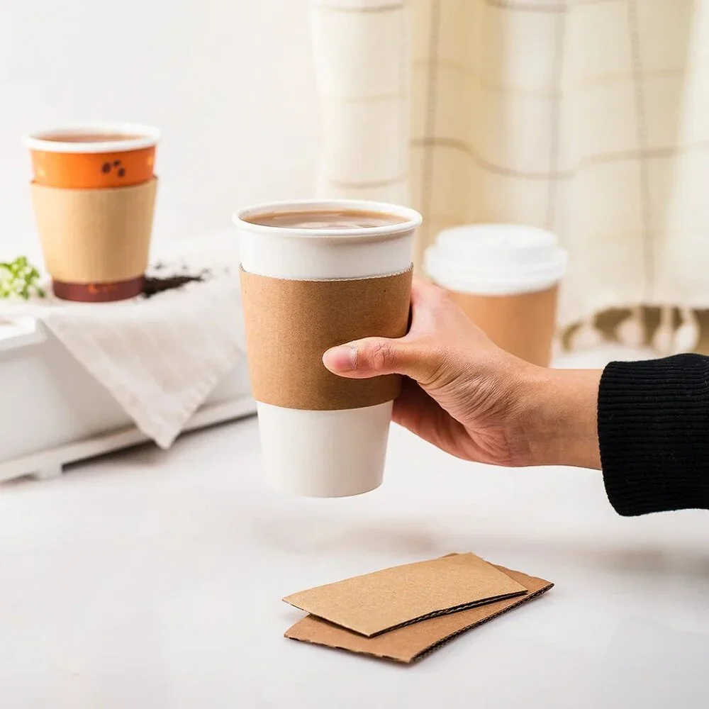 NEW DISPOSIBLE COFFEE CUP SLEEVES- READY-TO-USE ! (200/CASE)